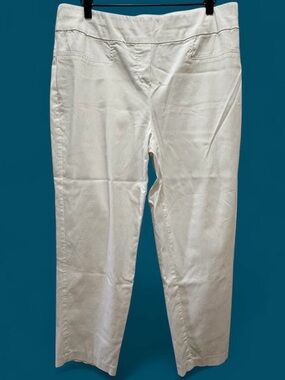 Women’s Straight Legged Alfred Dunner Elastic White Cropped Pants Workwear 12